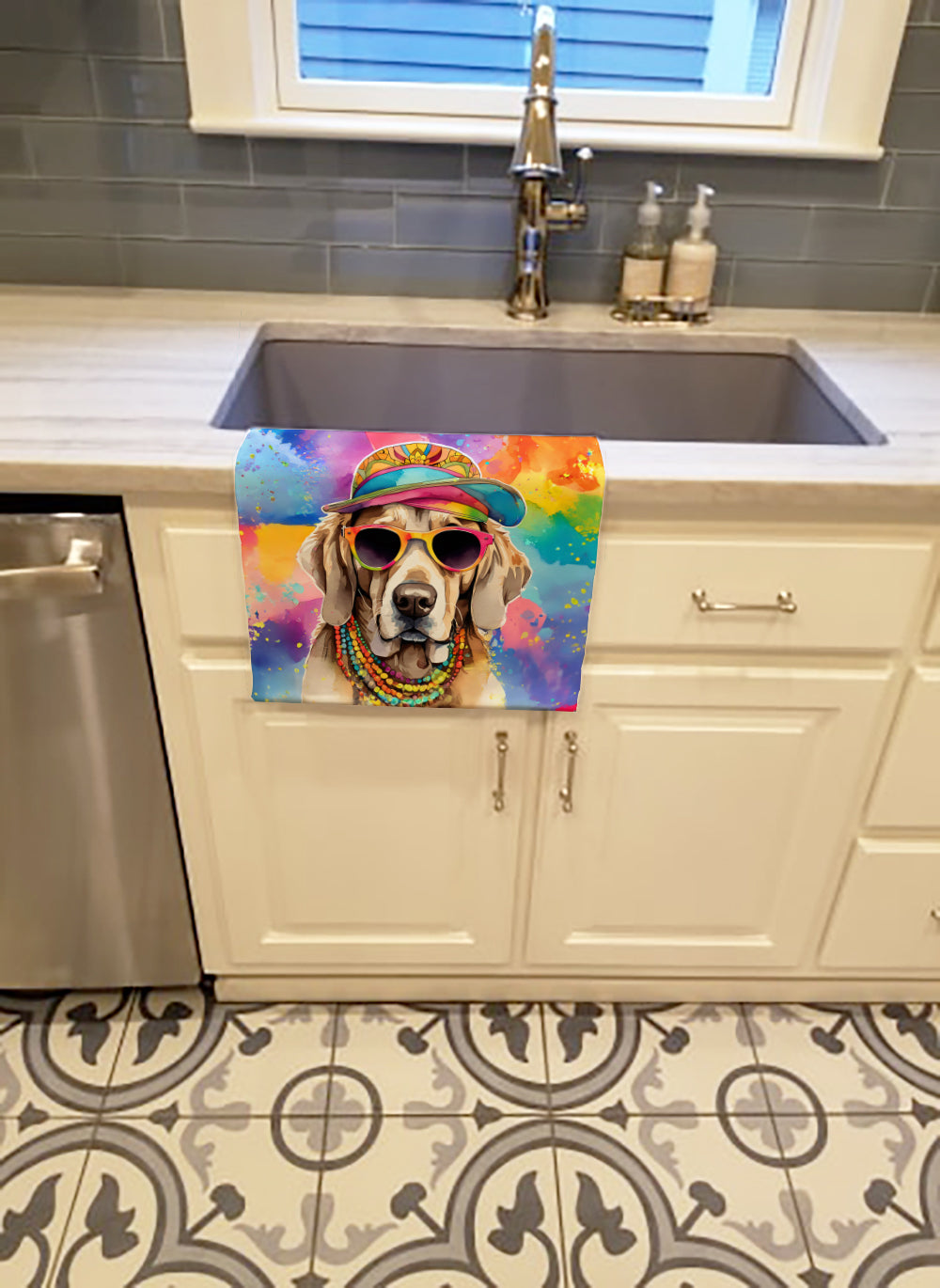 Weimaraner Hippie Dawg Kitchen Towel