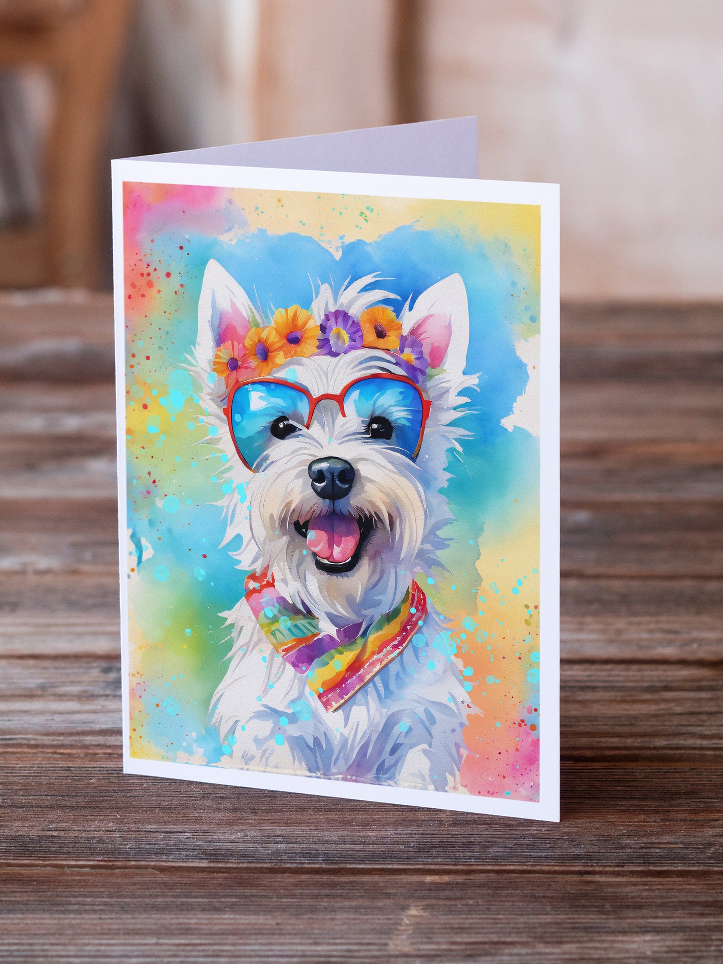 Westie Hippie Dawg Greeting Cards Pack of 8