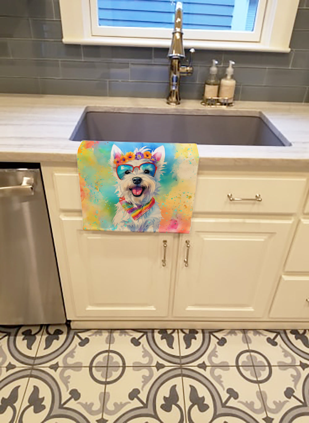 Westie Hippie Dawg Kitchen Towel