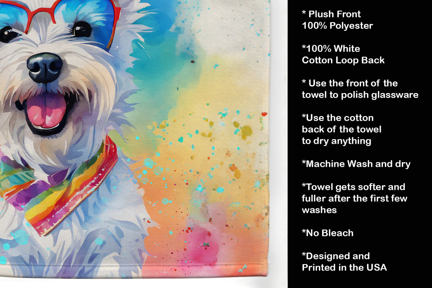 Westie Hippie Dawg Kitchen Towel