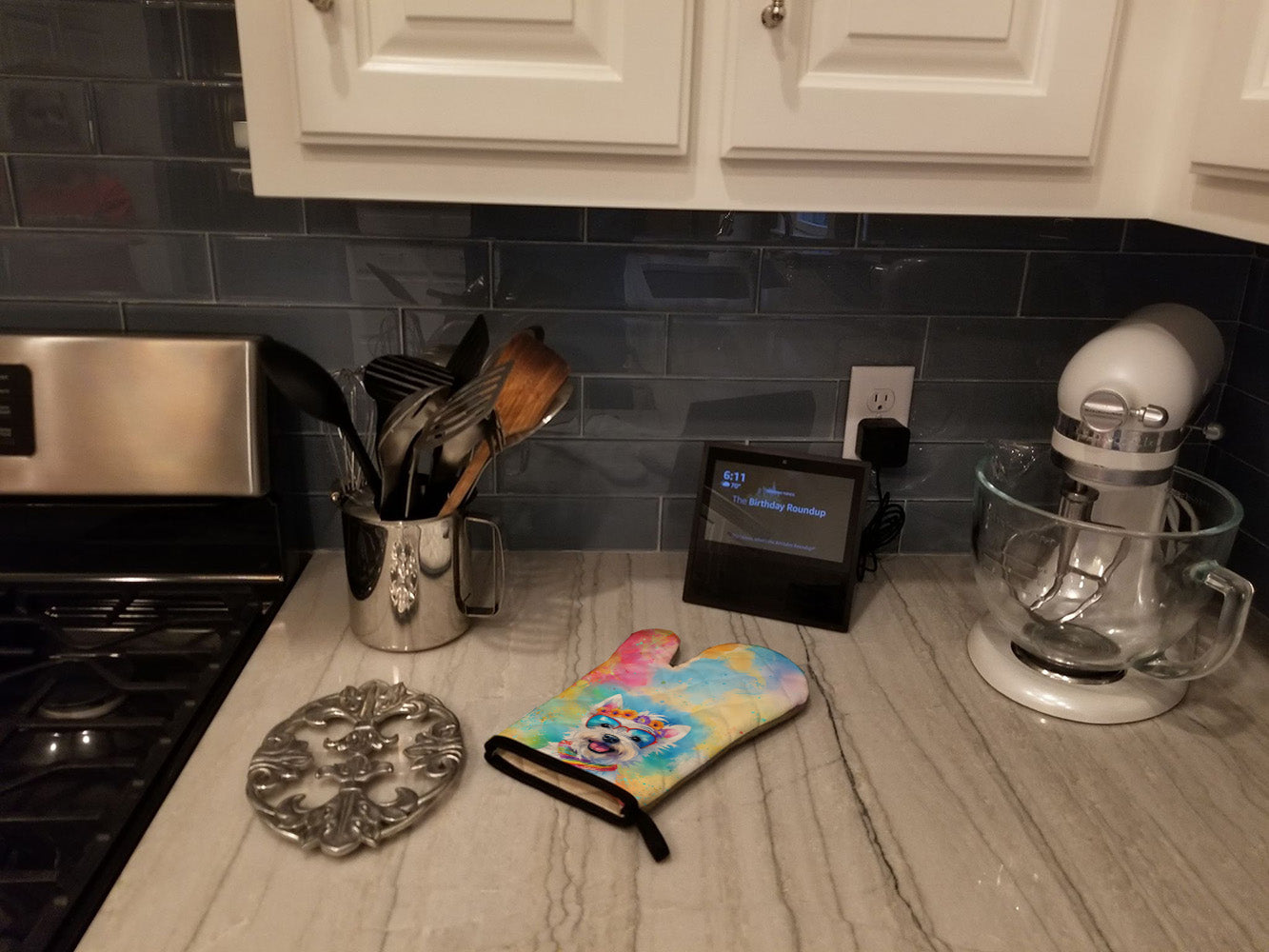 Westie Hippie Dawg Oven Mitt