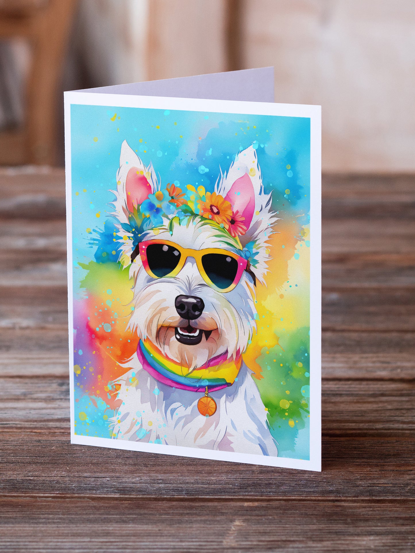 Westie Hippie Dawg Greeting Cards Pack of 8