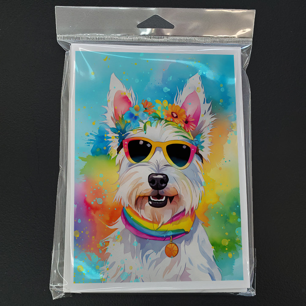 Westie Hippie Dawg Greeting Cards Pack of 8
