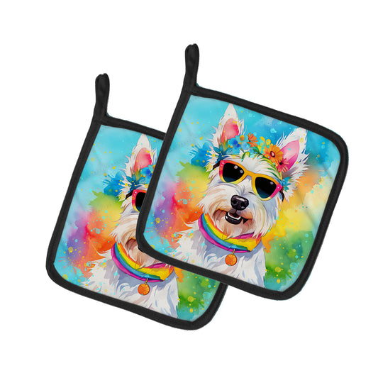 Buy this Westie Hippie Dawg Pair of Pot Holders