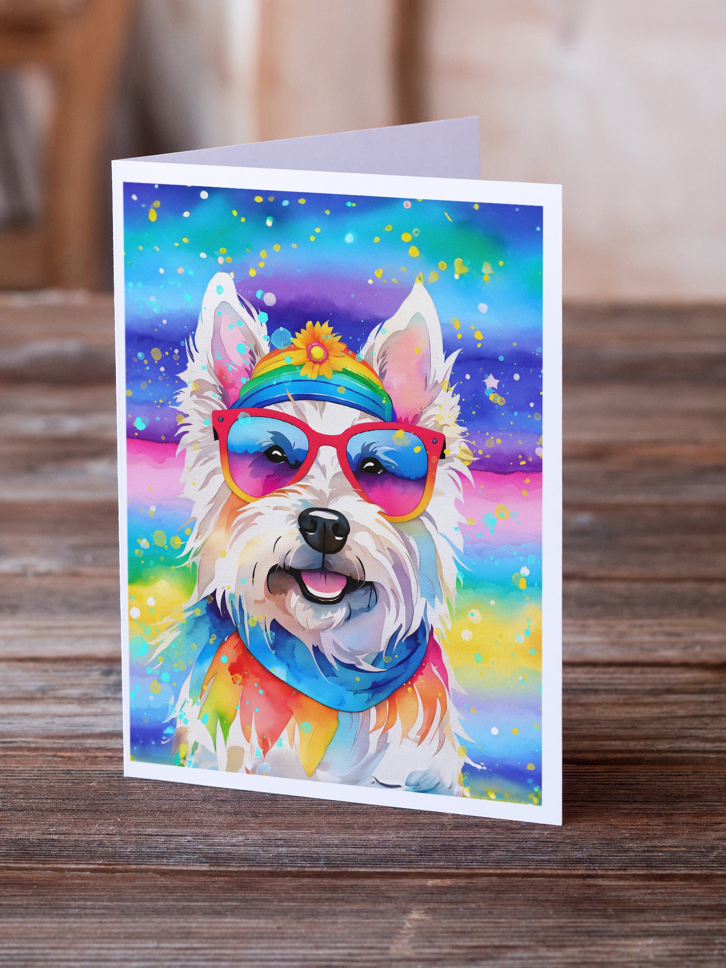 Westie Hippie Dawg Greeting Cards Pack of 8