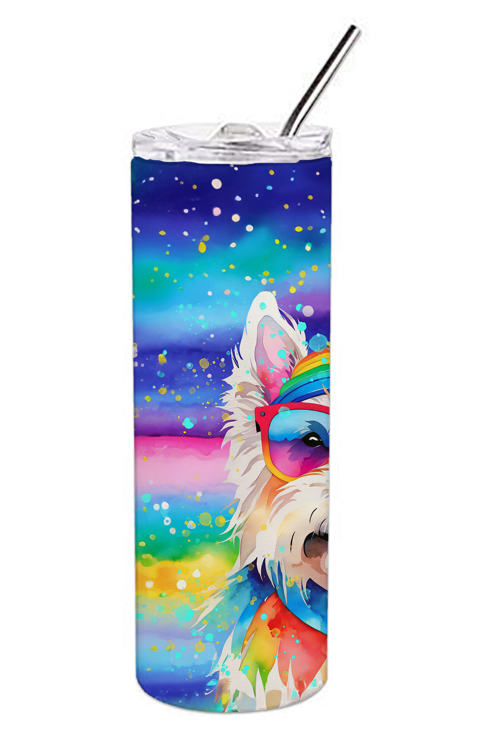 Westie Hippie Dawg Stainless Steel Skinny Tumbler