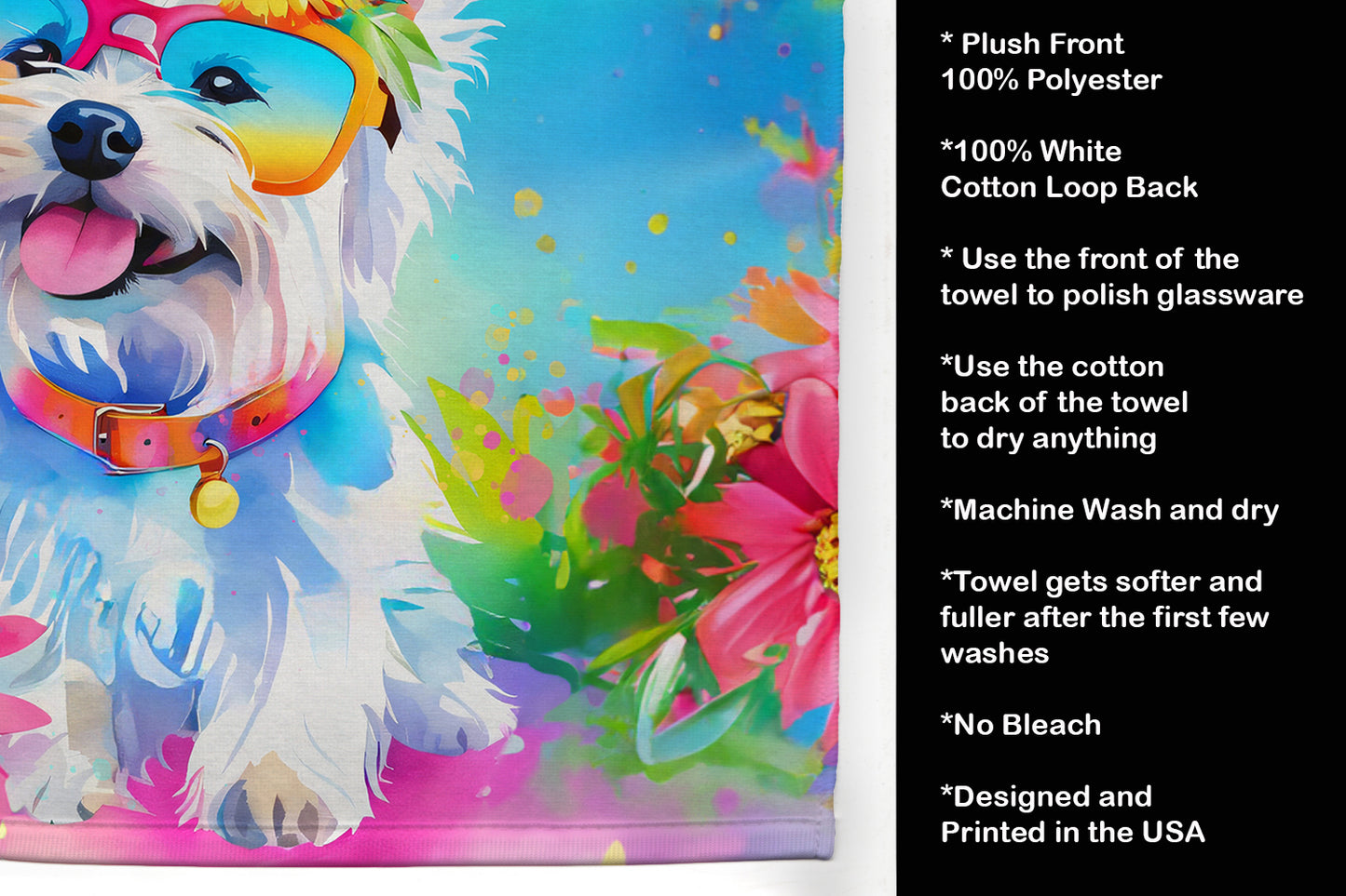 Westie Hippie Dawg Kitchen Towel