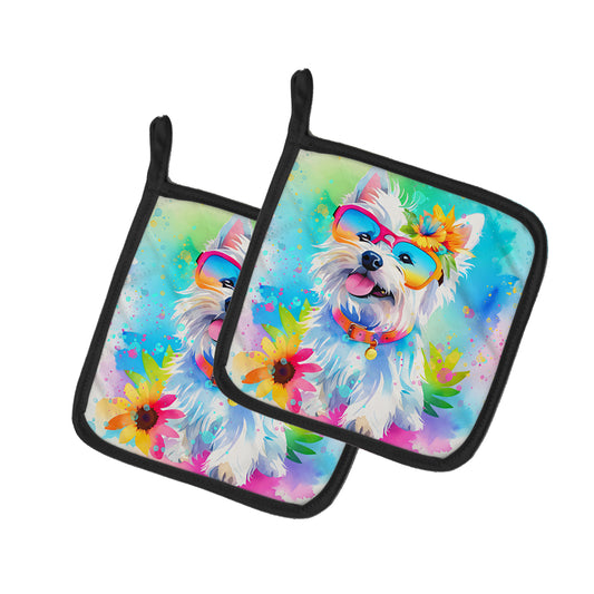 Buy this Westie Hippie Dawg Pair of Pot Holders