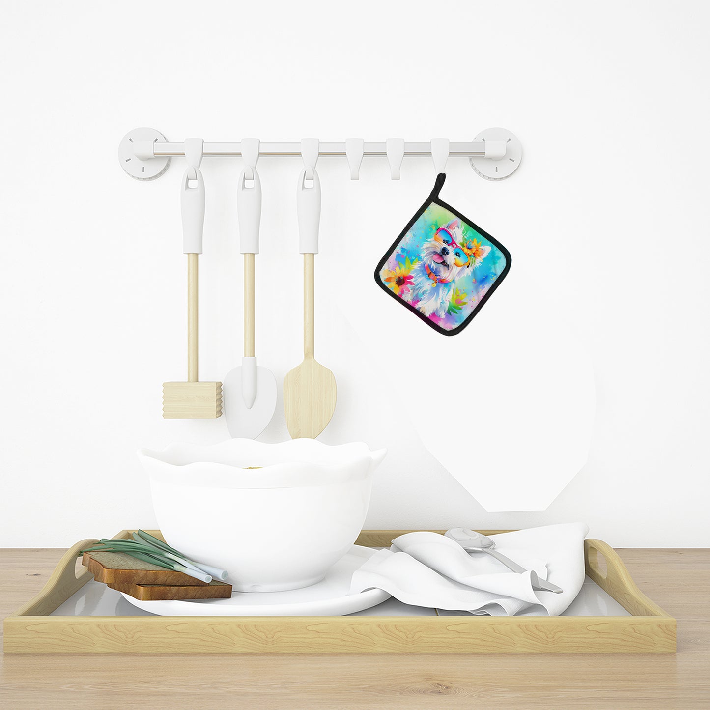 Westie Hippie Dawg Pair of Pot Holders