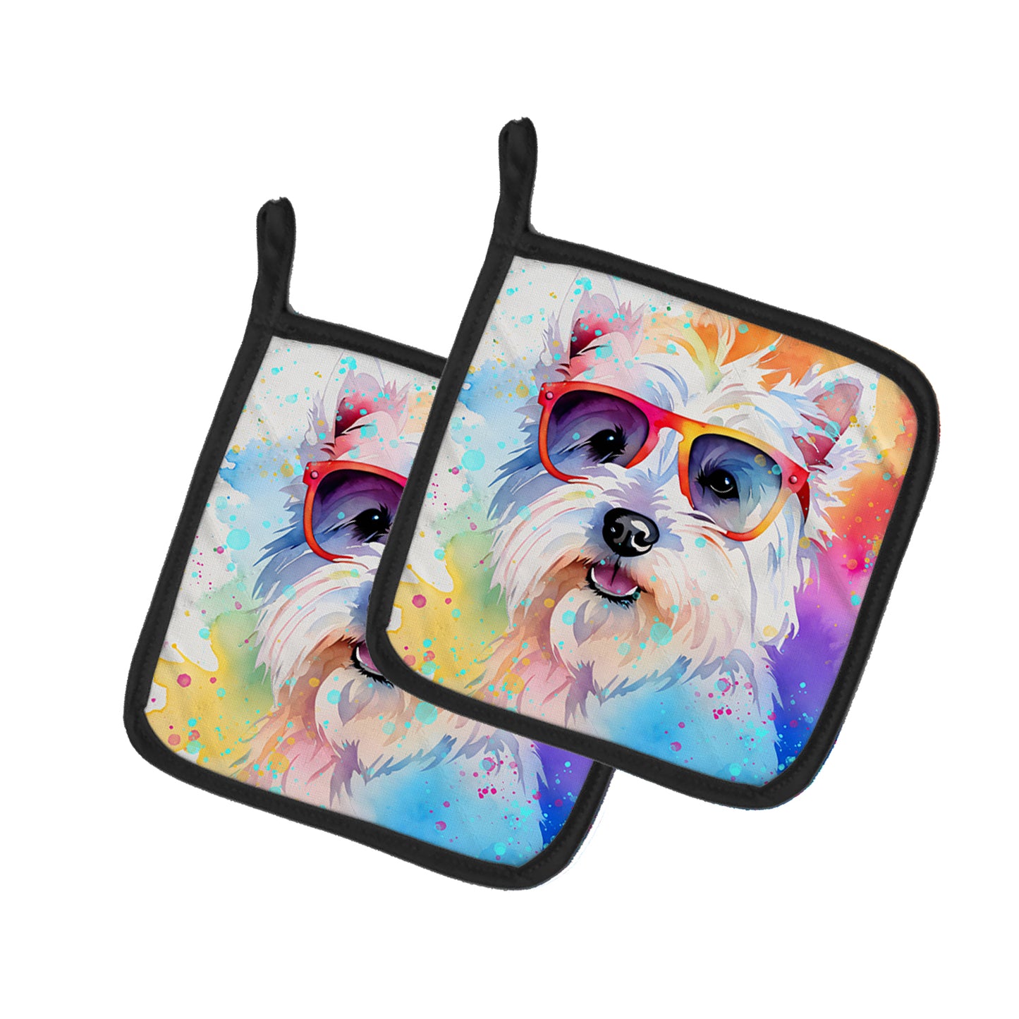 Buy this Westie Hippie Dawg Pair of Pot Holders