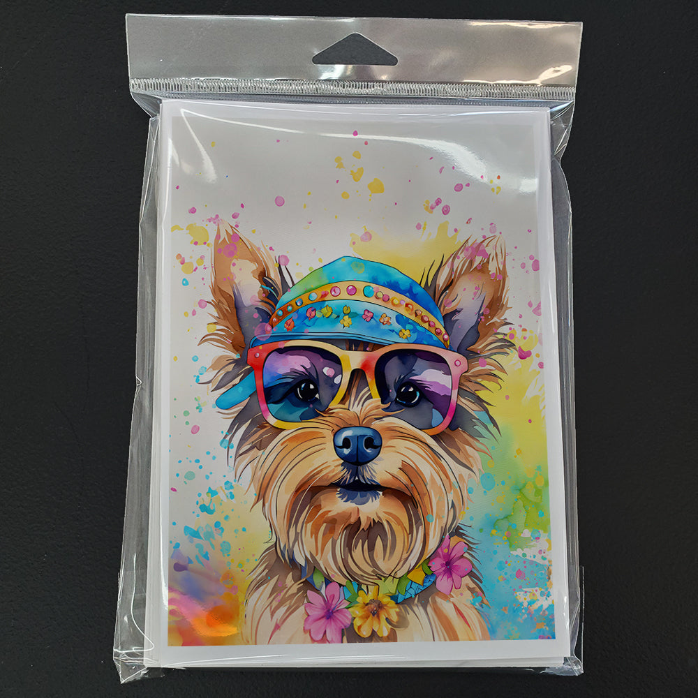 Yorkshire Terrier Hippie Dawg Greeting Cards Pack of 8