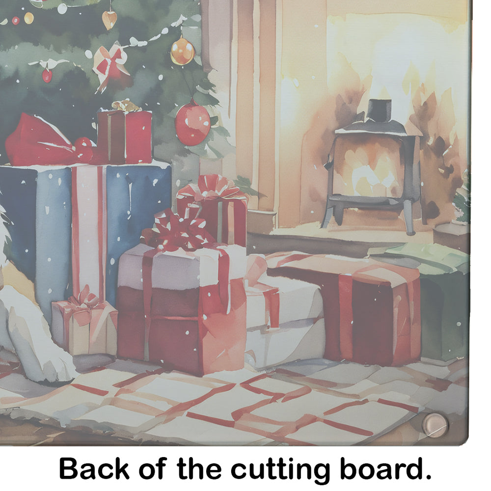 Akita Cozy Christmas Glass Cutting Board
