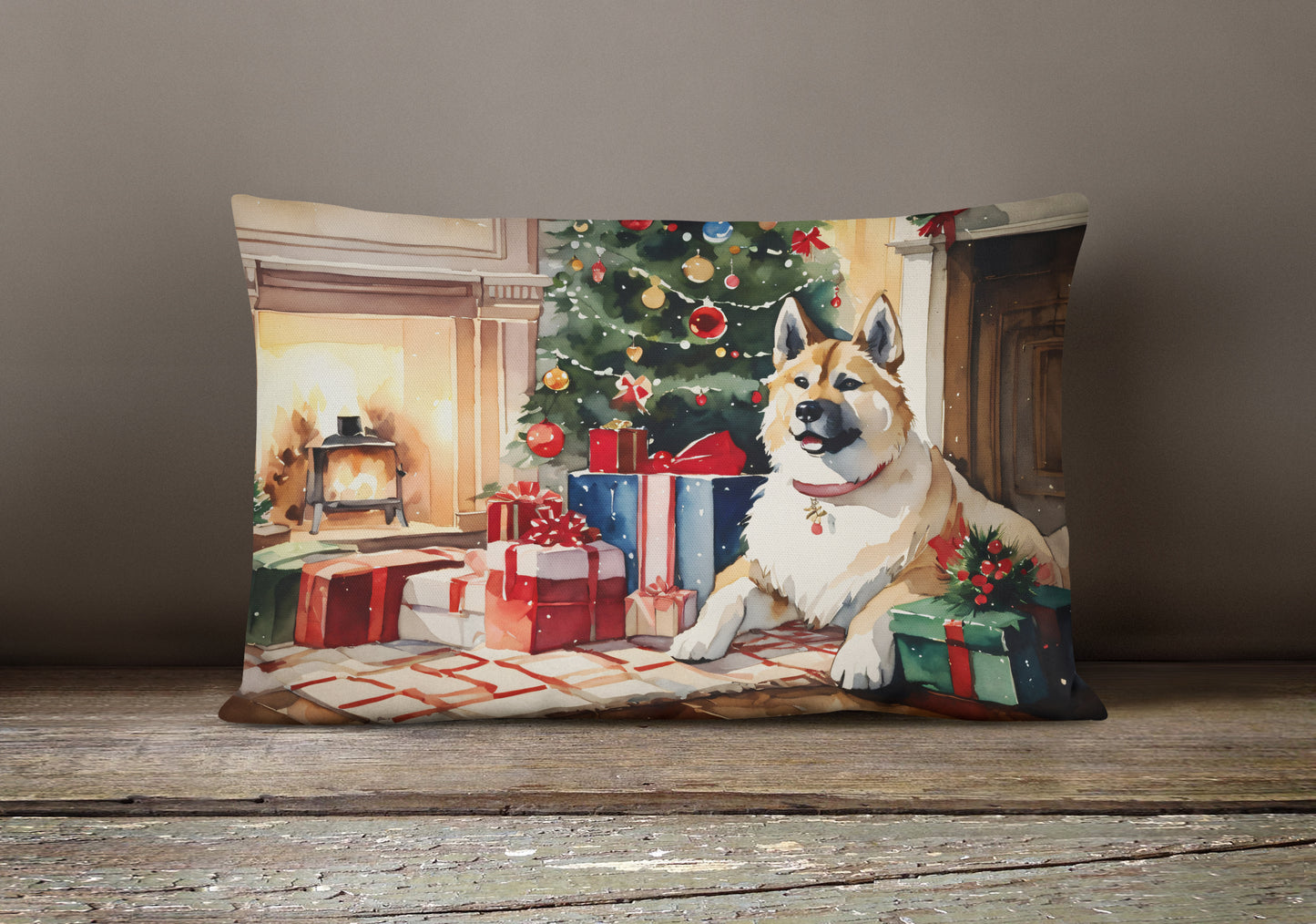 Akita Cozy Christmas Throw Pillow