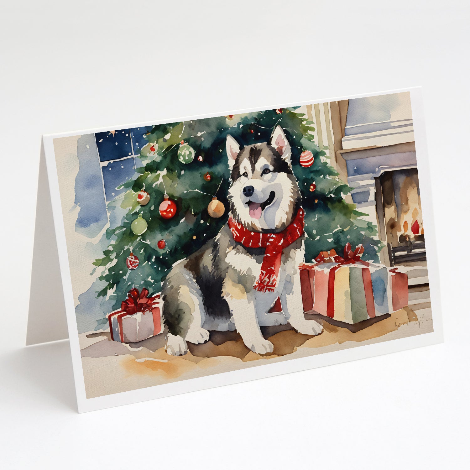 Buy this Alaskan Malamute Cozy Christmas Greeting Cards Pack of 8