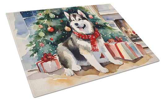 Buy this Alaskan Malamute Cozy Christmas Glass Cutting Board