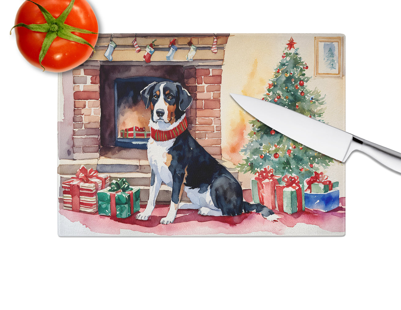 Appenzeller Sennenhund Cozy Christmas Glass Cutting Board