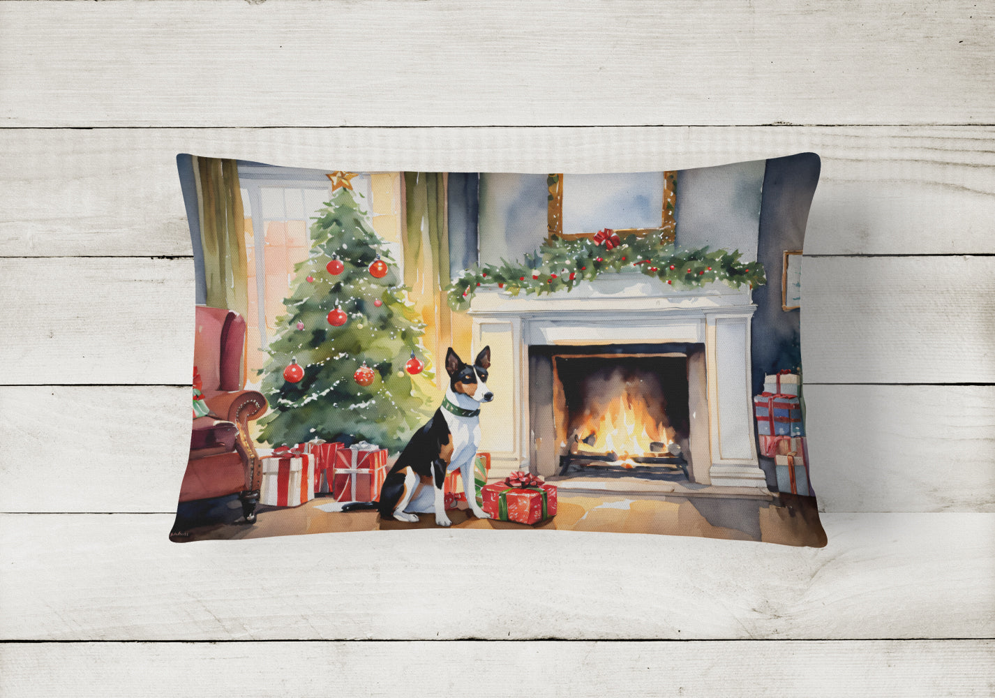Basenji Cozy Christmas Throw Pillow