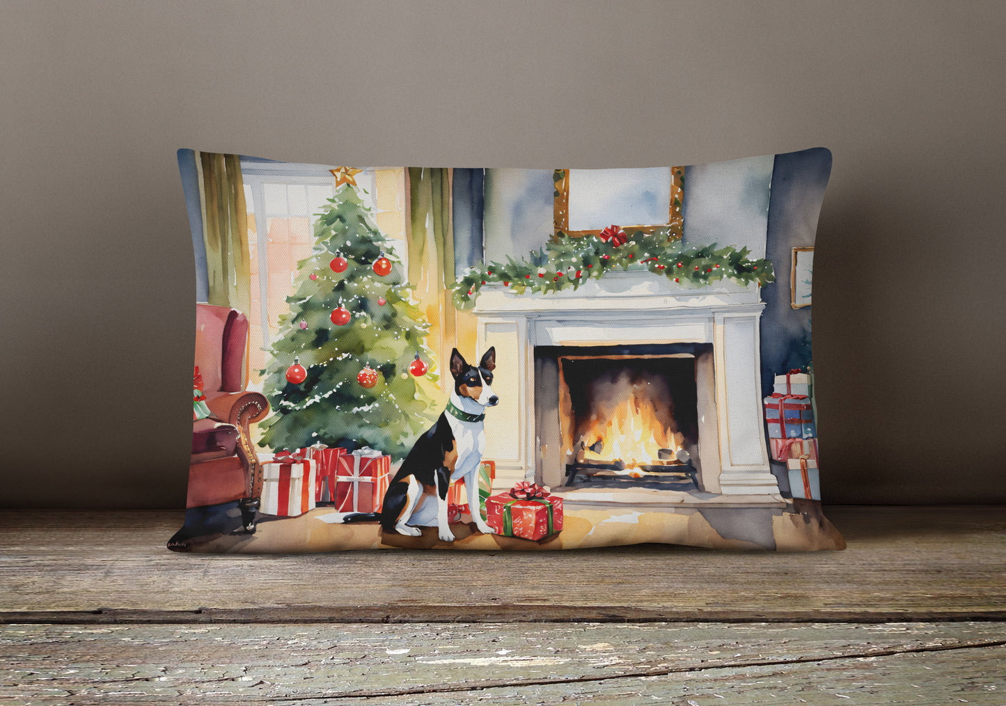 Basenji Cozy Christmas Throw Pillow