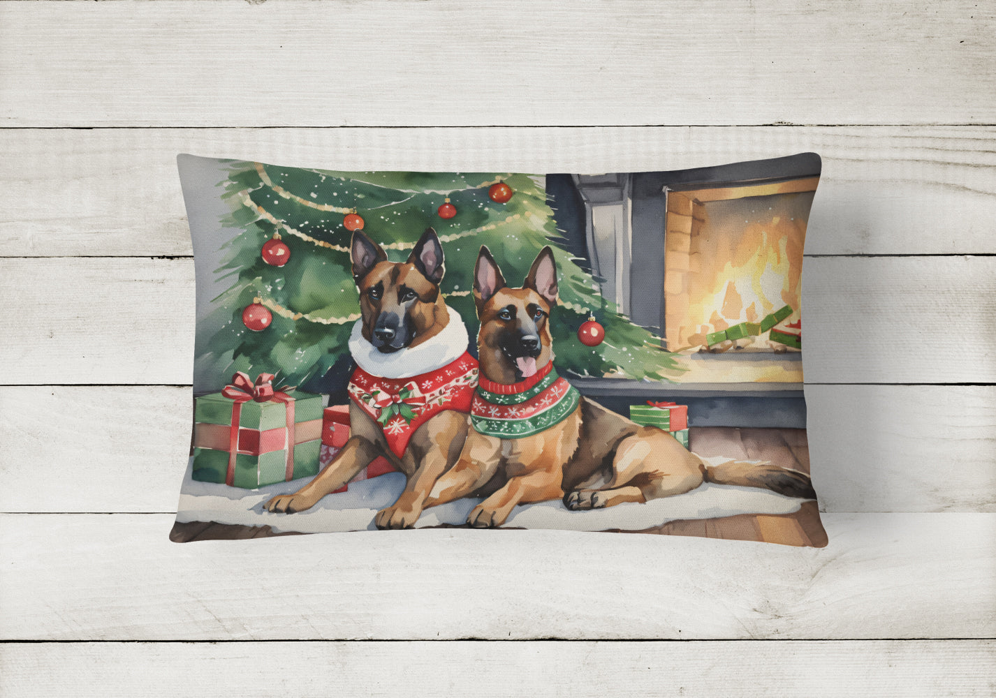 Belgian Malinois Cozy Christmas Throw Pillow