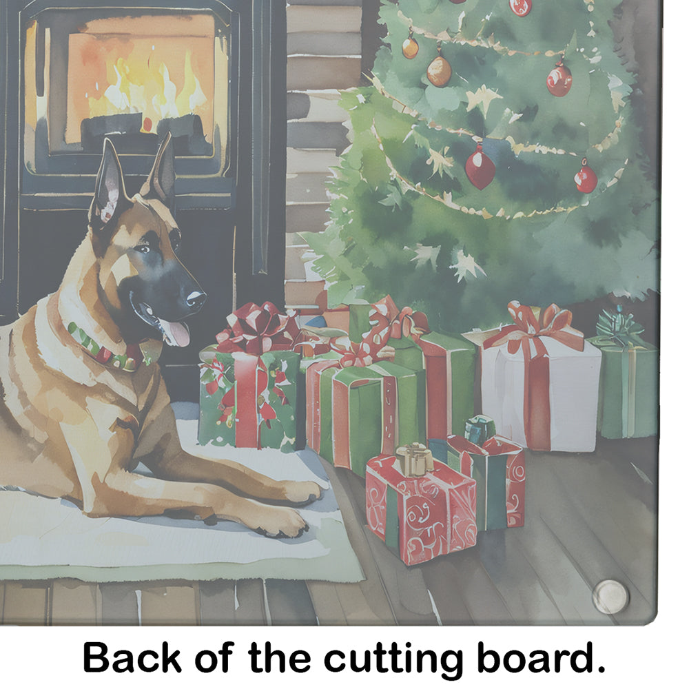 Belgian Malinois Cozy Christmas Glass Cutting Board