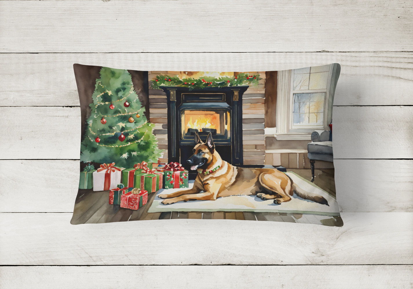 Belgian Malinois Cozy Christmas Throw Pillow