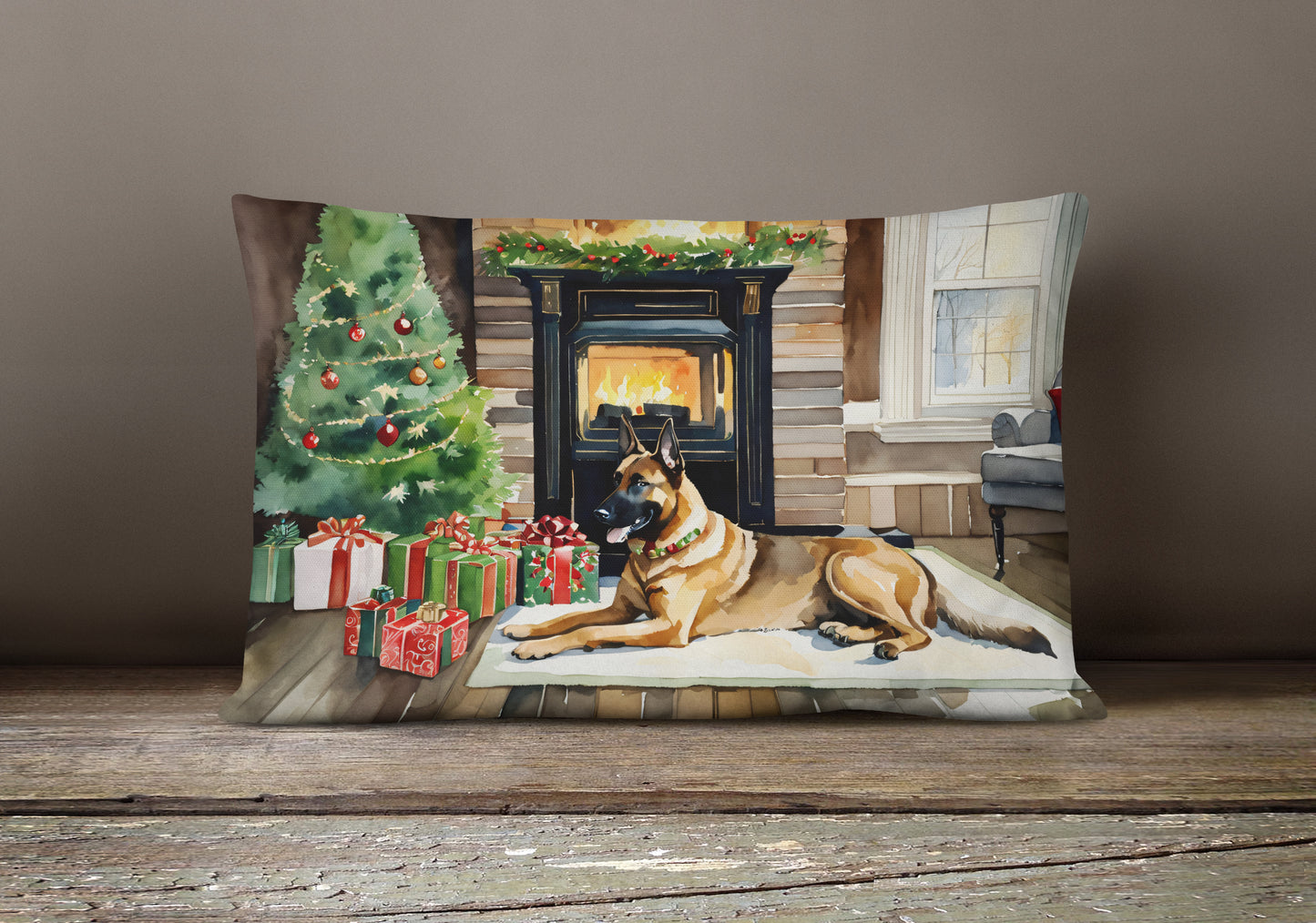 Belgian Malinois Cozy Christmas Throw Pillow