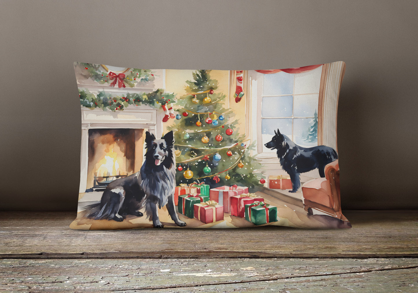 Belgian Sheepdog Cozy Christmas Throw Pillow