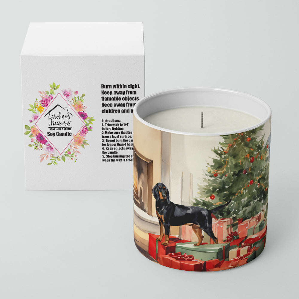 Black and Tan Coonhound Cozy Christmas Decorative Soy Candle