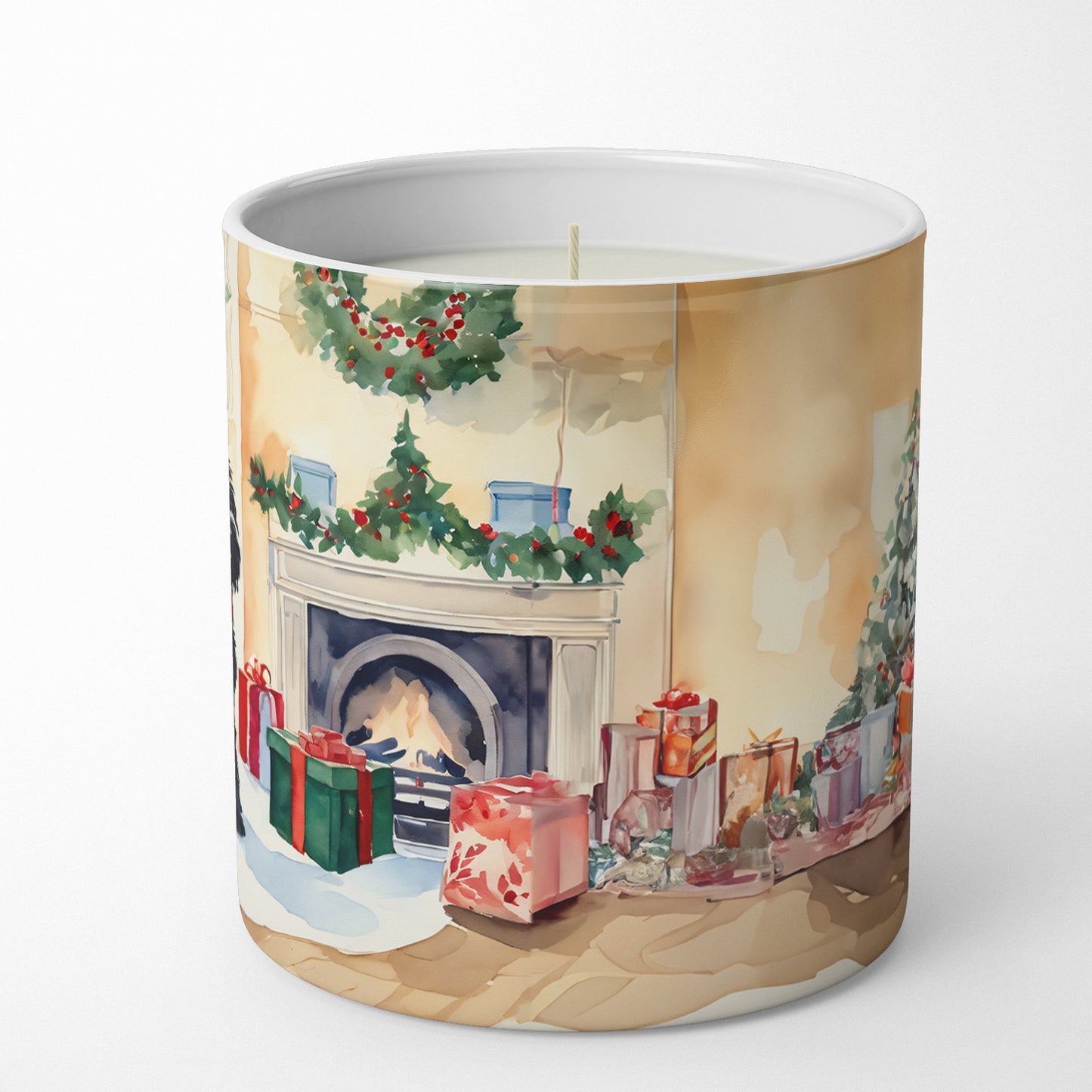 Black Russian Terrier Cozy Christmas Decorative Soy Candle