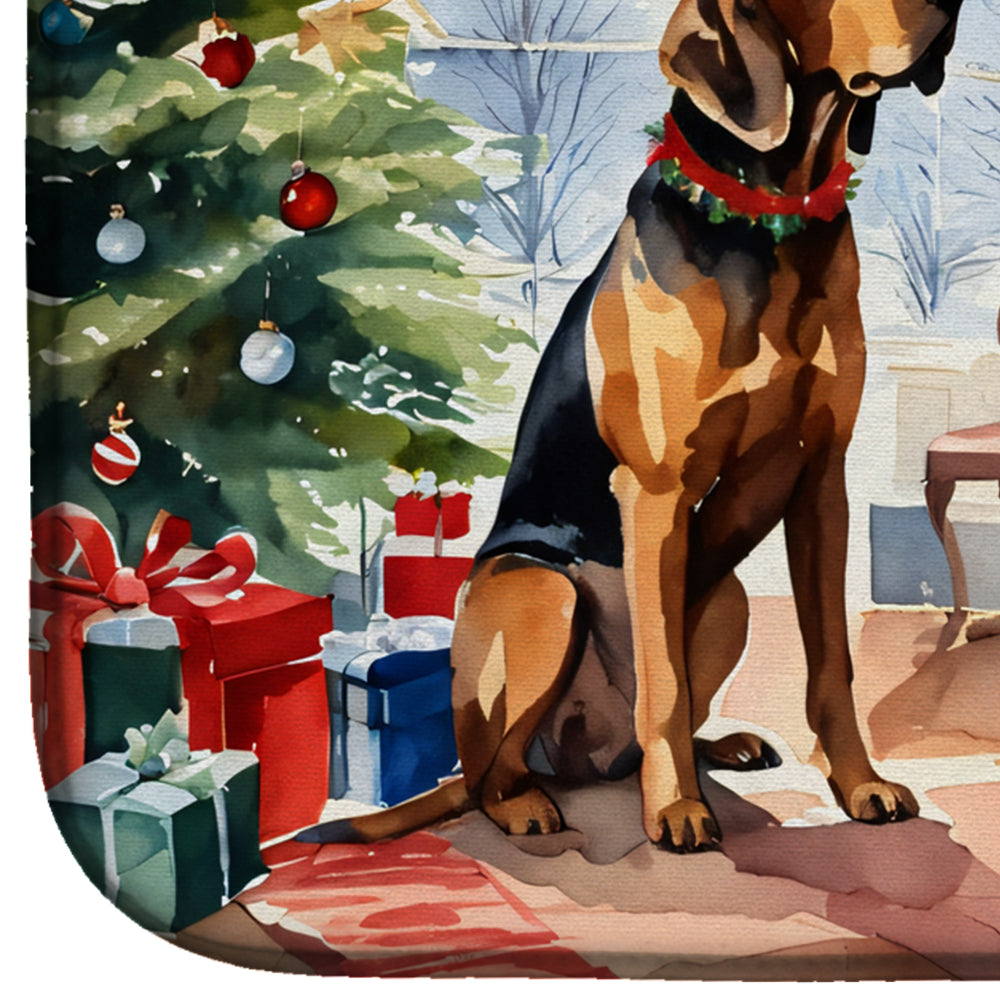 Bloodhound Cozy Christmas Dish Drying Mat