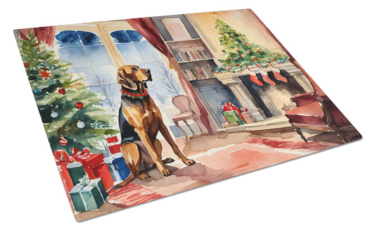 Buy this Bloodhound Cozy Christmas Glass Cutting Board