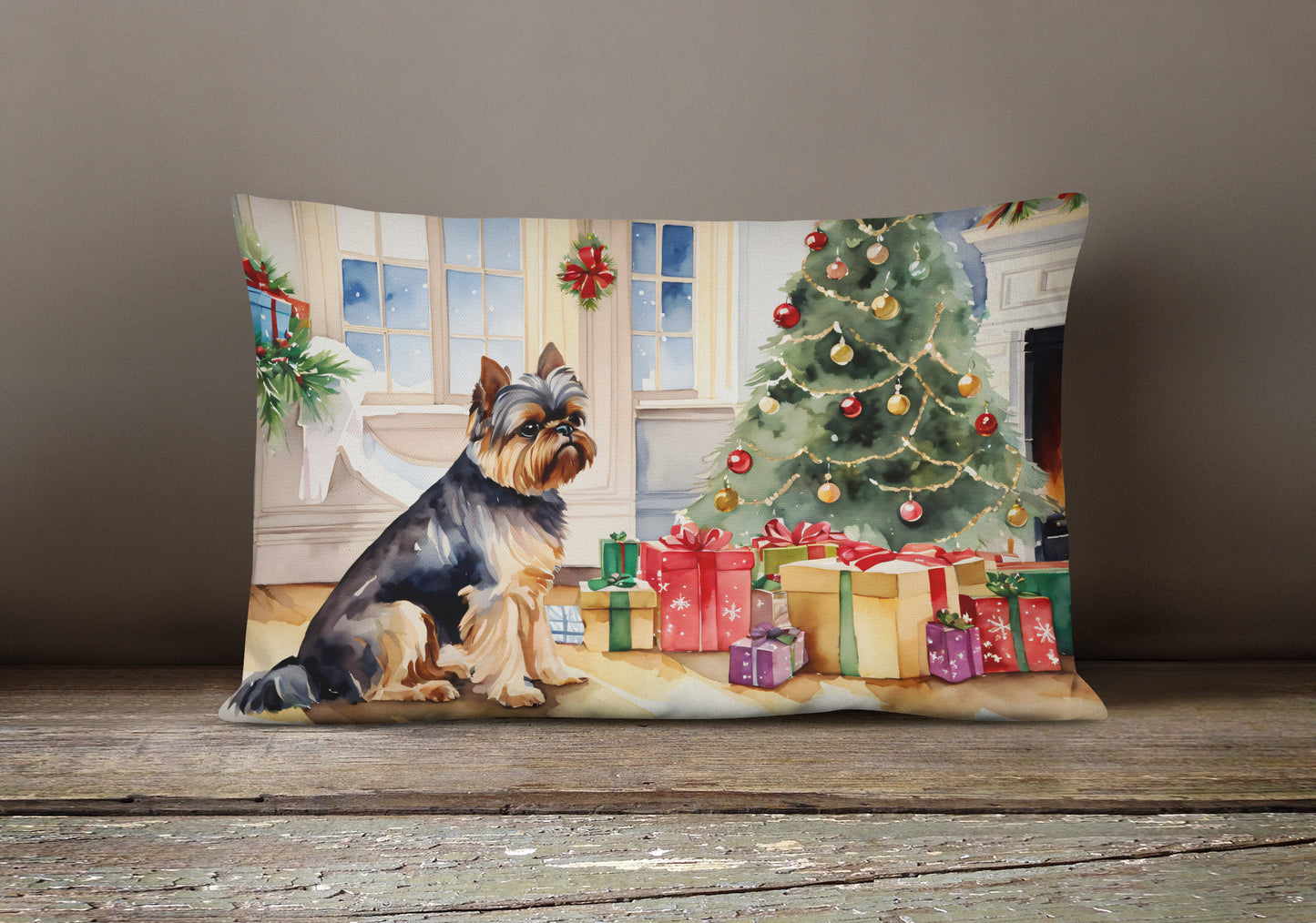 Brussels Griffon Cozy Christmas Throw Pillow