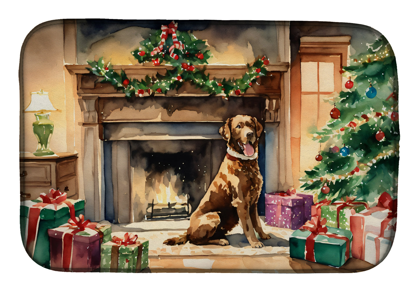 Buy this Chesapeake Bay Retriever Cozy Christmas Dish Drying Mat