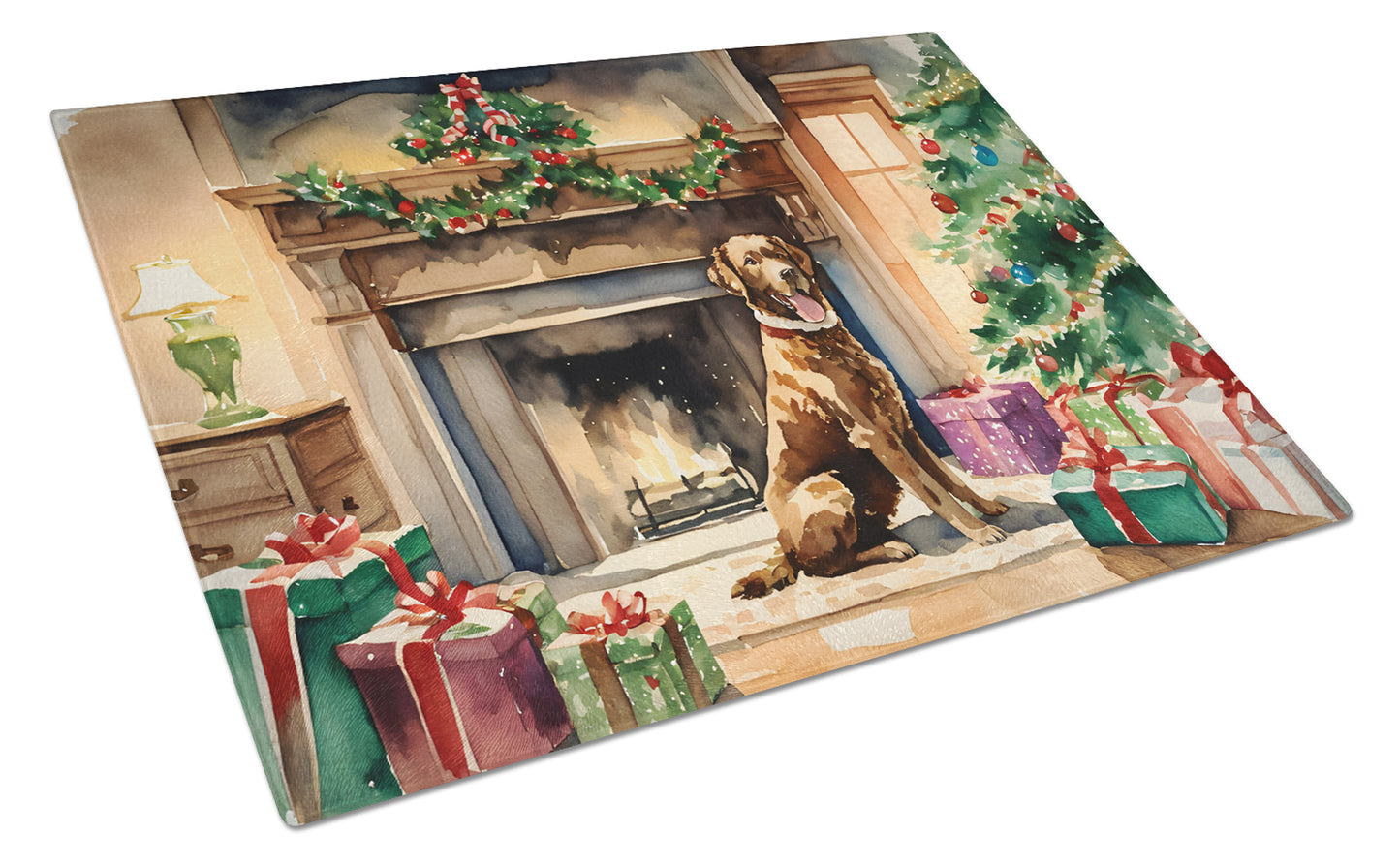 Buy this Chesapeake Bay Retriever Cozy Christmas Glass Cutting Board