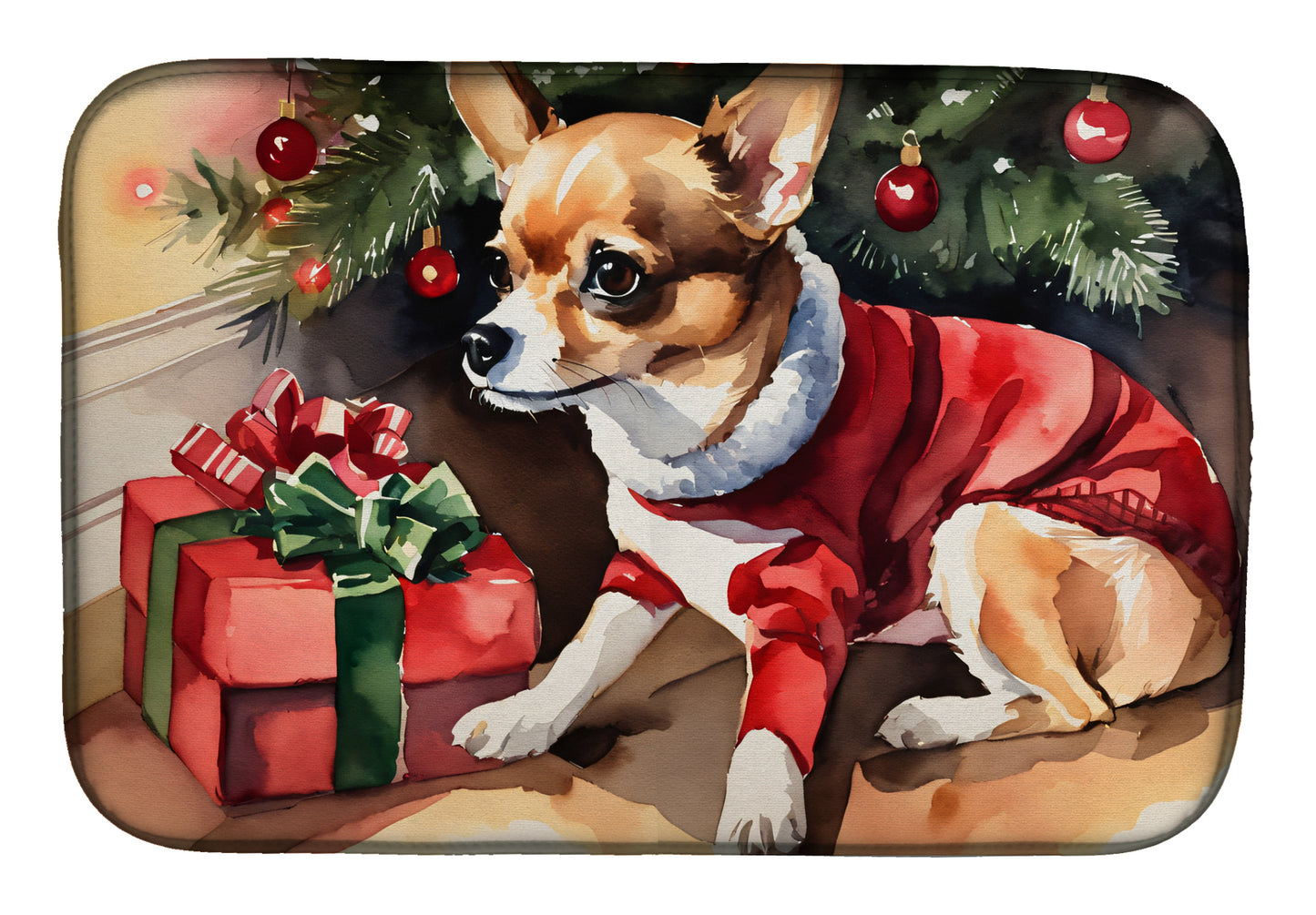 Buy this Chihuahua Cozy Christmas Dish Drying Mat