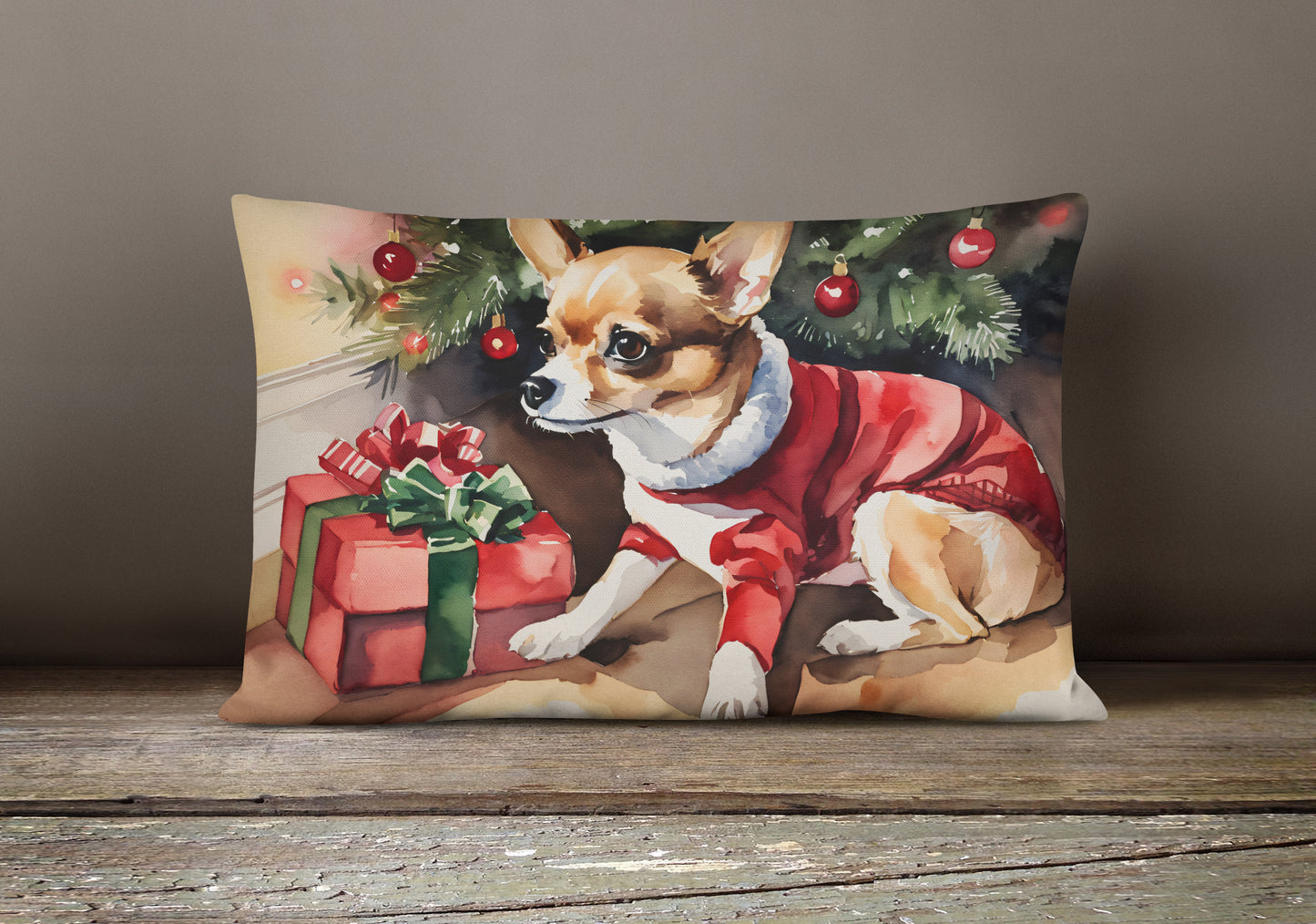 Chihuahua Cozy Christmas Throw Pillow