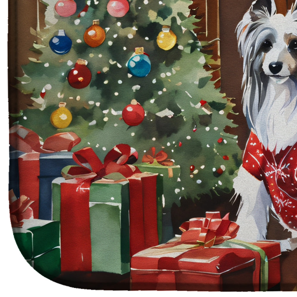 Chinese Crested Cozy Christmas Dish Drying Mat