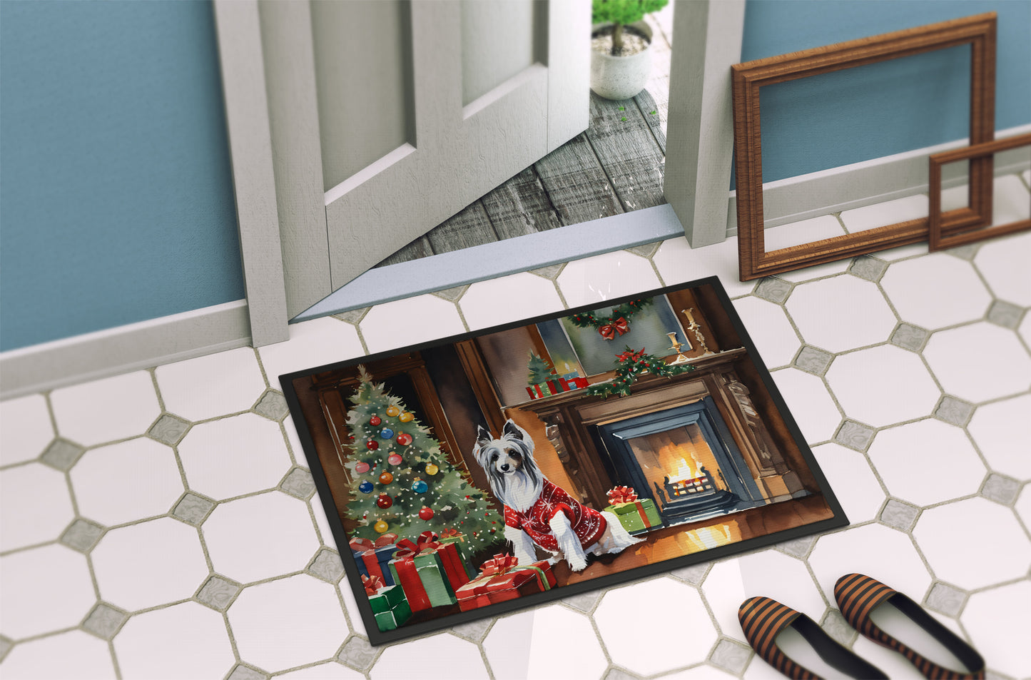 Chinese Crested Cozy Christmas Doormat