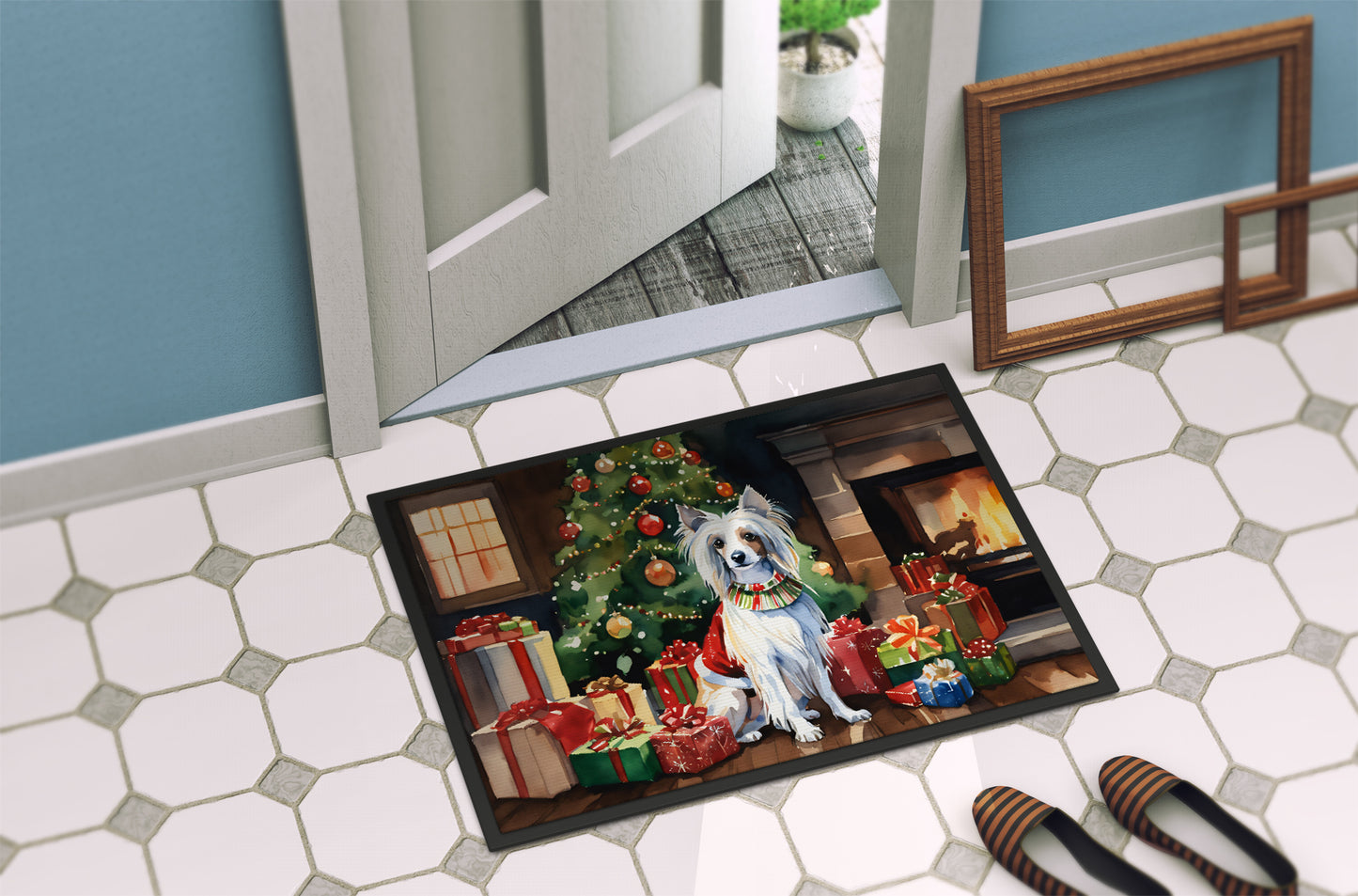 Chinese Crested Cozy Christmas Doormat