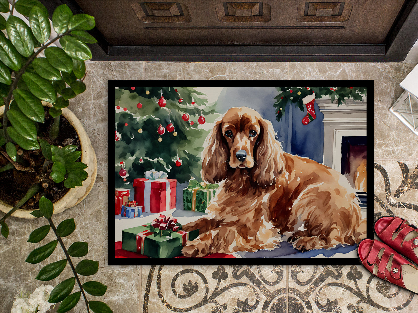 Cocker Spaniel Cozy Christmas Doormat