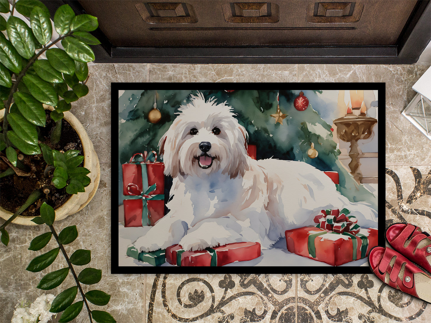 Coton De Tulear Cozy Christmas Doormat