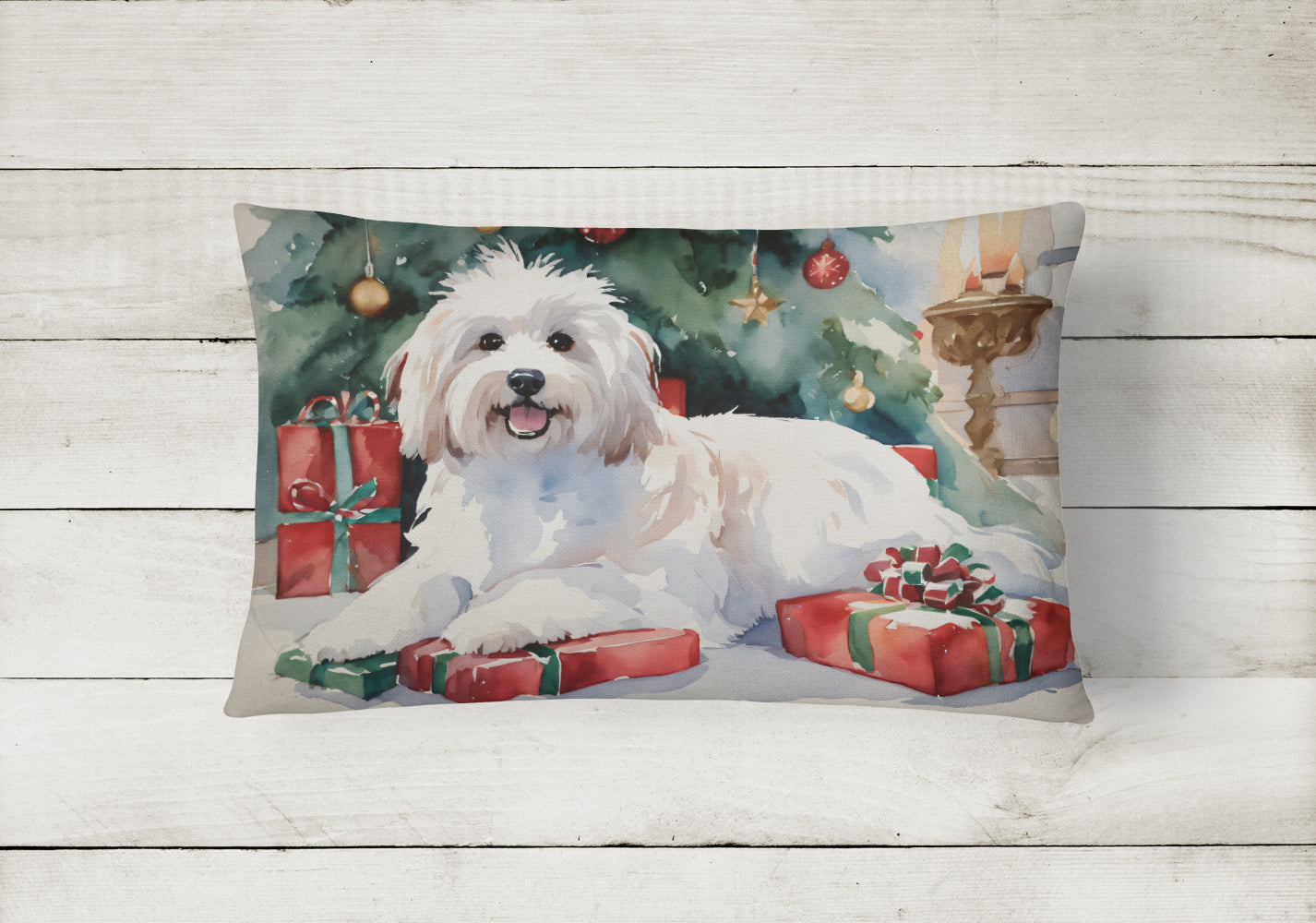 Coton De Tulear Cozy Christmas Throw Pillow