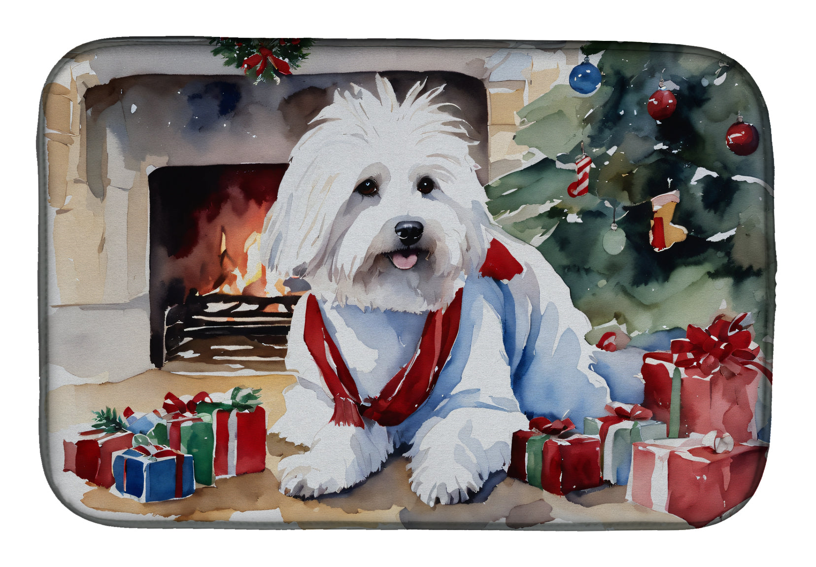 Buy this Coton De Tulear Cozy Christmas Dish Drying Mat