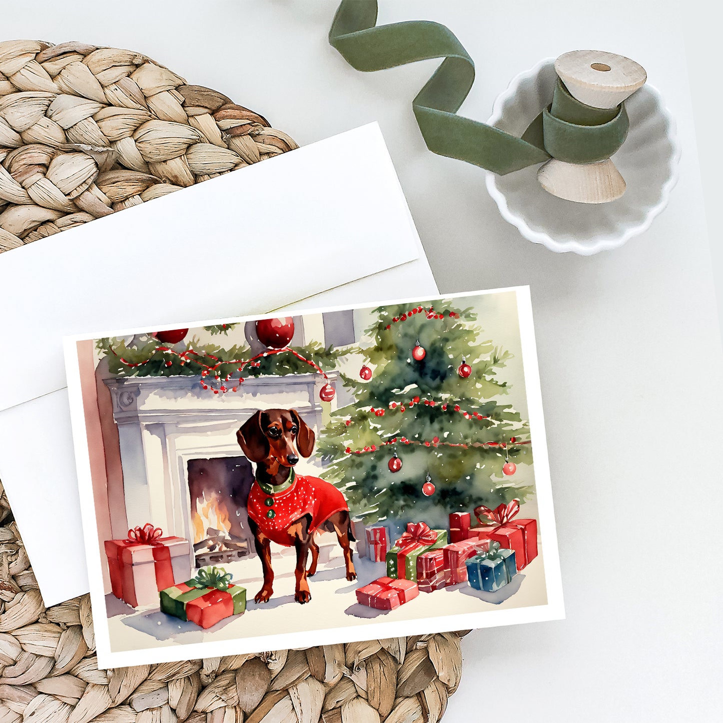 Dachshund Cozy Christmas Greeting Cards Pack of 8