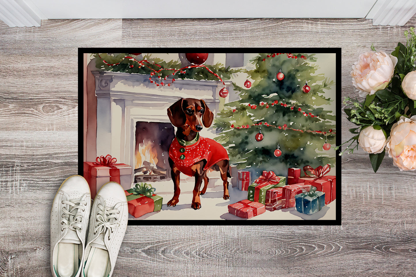 Dachshund Cozy Christmas Doormat