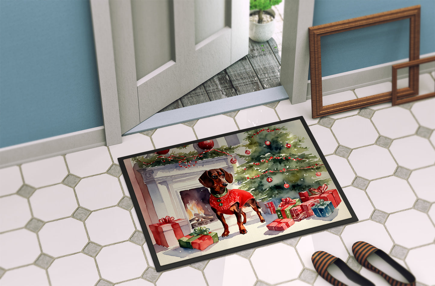 Dachshund Cozy Christmas Doormat