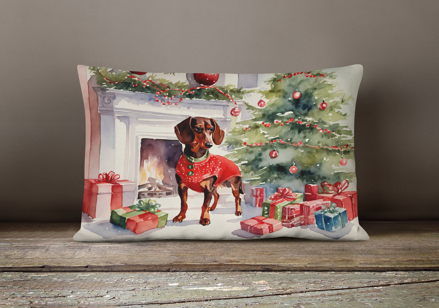 Dachshund Cozy Christmas Throw Pillow