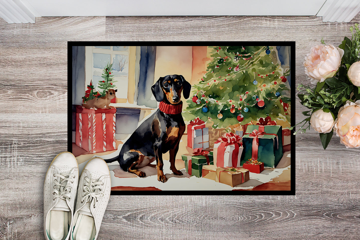 Dachshund Cozy Christmas Doormat