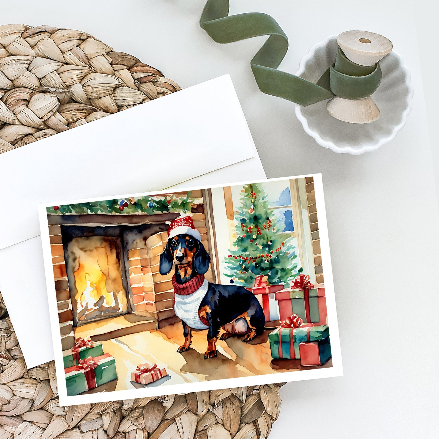 Dachshund Cozy Christmas Greeting Cards Pack of 8