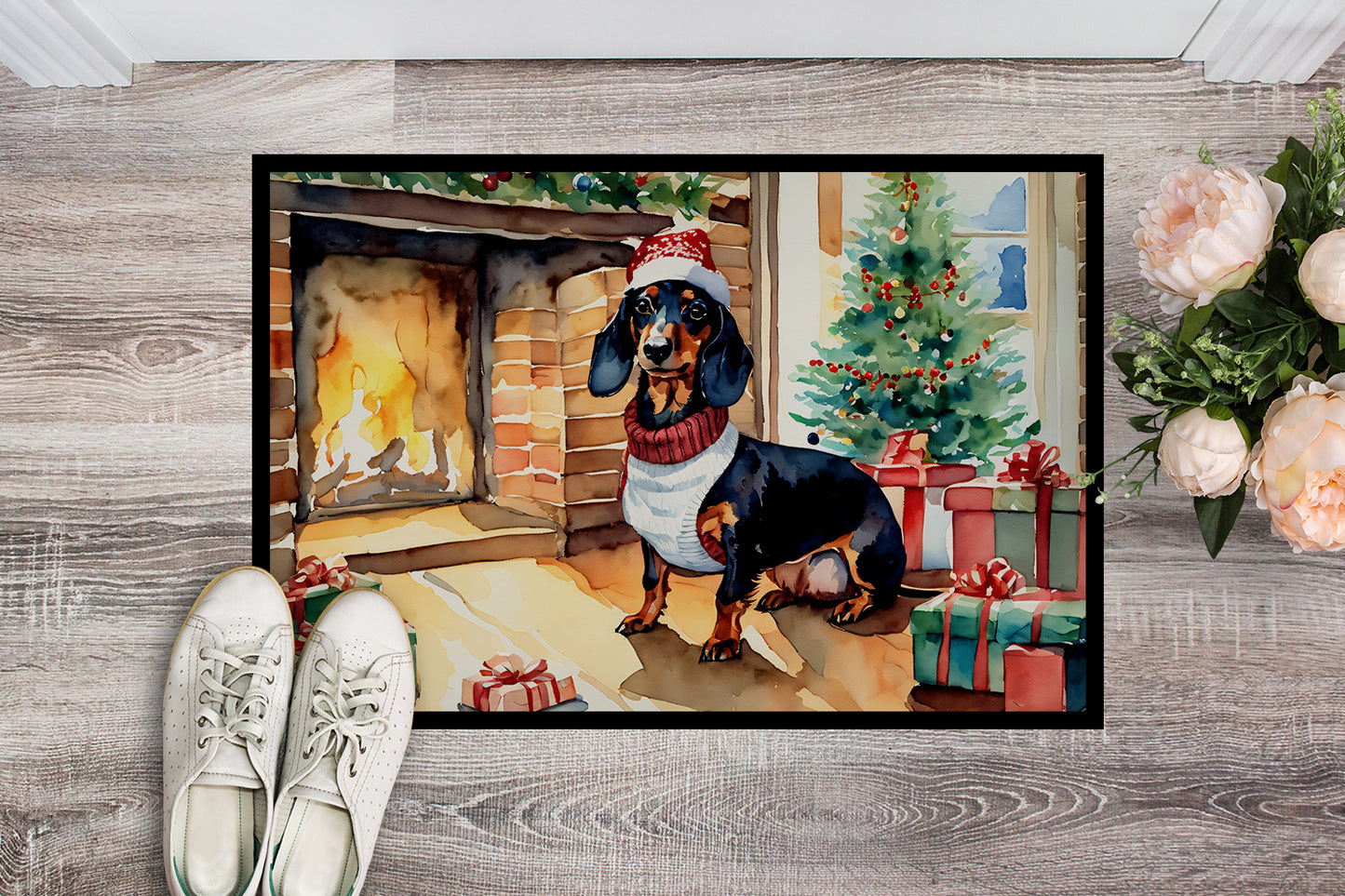 Dachshund Cozy Christmas Doormat